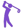 Icon Person holt mit einem Golfschläger aus