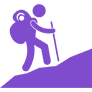 Icon Person wandert mit Rucksack und Stock